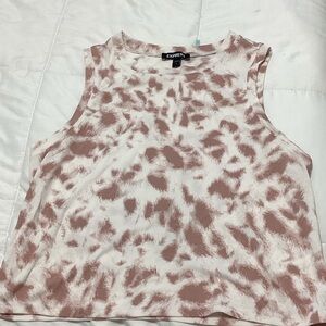 Express Women's Pink and White Muscle Tee